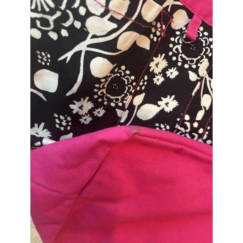 Thirty-One Large Black White Pink Canvas Floral Swirls Monogram N Purse Tote Bag - Picture 12 of 13